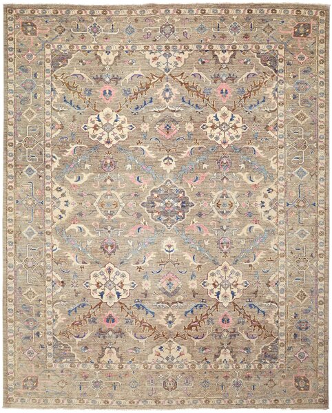 Tappeto Malka Pakistan Medaglione Grigio Rosa 247x307 Cm