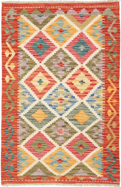 Tappeto Kilim Afghanistan Astratto Multicolore Vivace 84x128 Cm