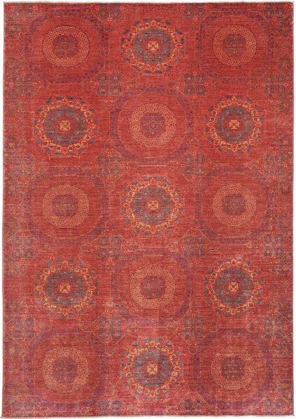 Tappeto Mamlouk Pakistan Astratto Rosso Blu 204x293 Cm