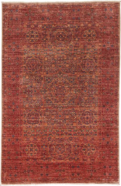 Tappeto Mamlouk Pakistan Astratto Rosso Mattone Blu 98x151 Cm