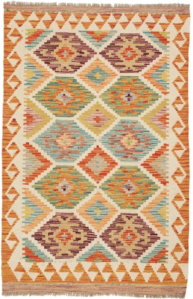 Tappeto Kilim Afghanistan Astratto Multicolore Beige 85x130 Cm