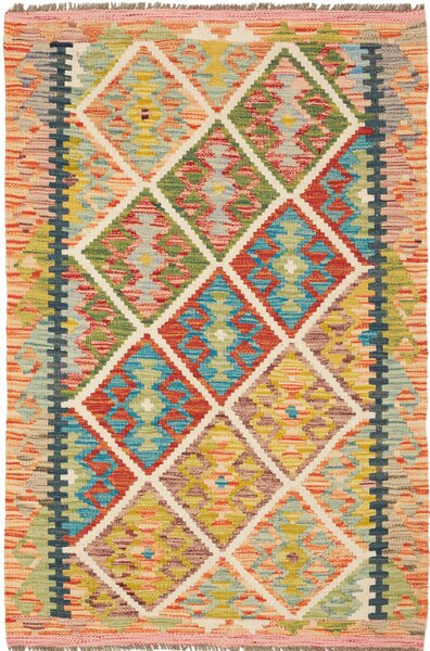 Tappeto Kilim Afghanistan Astratto Policromo Multicolore 86x128 Cm
