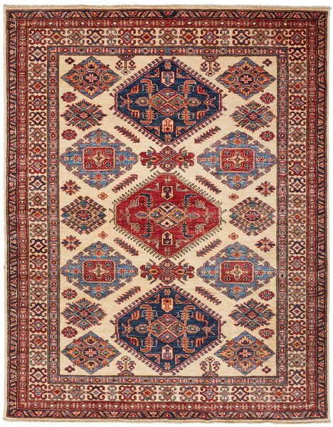 Tappeto Kazak Fine Pakistan Astratto Crema Blu 155x202 Cm