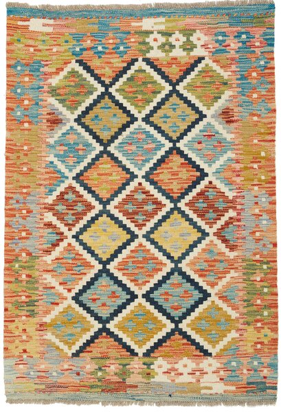 Tappeto Kilim Afghanistan Astratto Multicolore Vivace 83x120 Cm