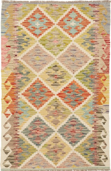 Tappeto Kilim Afghanistan Geometrico Multicolore Pastello Vivace 81x125 Cm