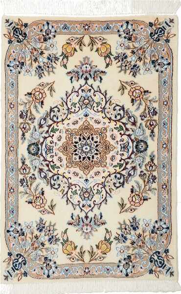 Tappeto Nain 9la Persia Medaglione Crema Blu 62x95 Cm