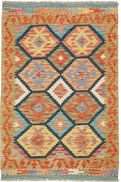 Tappeto Kilim Afghanistan Geometrico Beige Blu 84x124 Cm