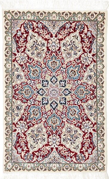 Tappeto Nain 9la Persia Medaglione Rosso Avorio 60x93 Cm