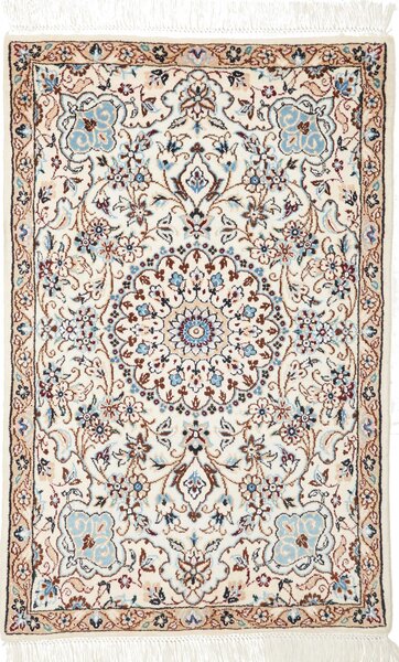 Tappeto Nain 9la Persia Medaglione Panna Azzurro 61x96 Cm