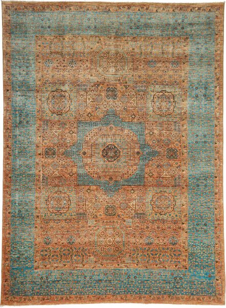 Tappeto Mamlouk Pakistan Medaglione Turchese Terracotta 172x235 Cm
