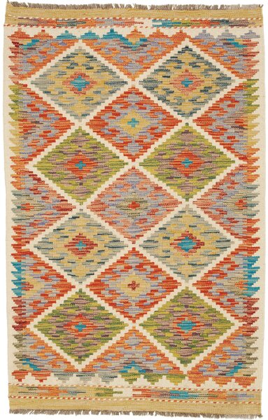 Tappeto Kilim Afghanistan Geometrico Multicolore Avorio 82x127 Cm