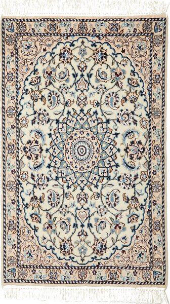 Tappeto Nain 9la Persia Medaglione Crema Blu 60x96 Cm