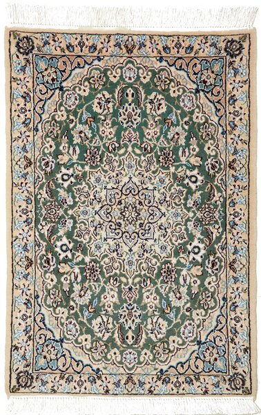 Tappeto Nain 9la Persia Medaglione Verde Beige 62x89 Cm