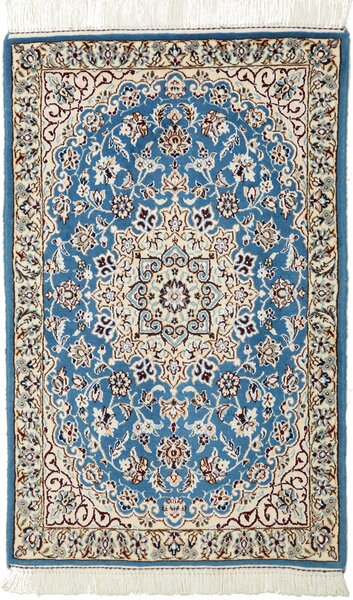 Tappeto Nain 9la Persia Medaglione Azzurro Crema 58x92 Cm
