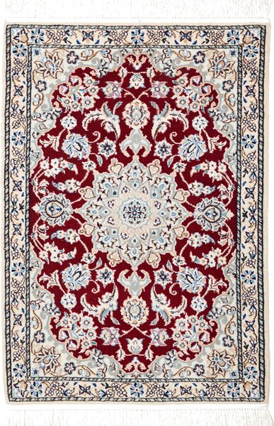 Tappeto Nain 9la Persia Medaglione Bordeaux Crema 65x95 Cm