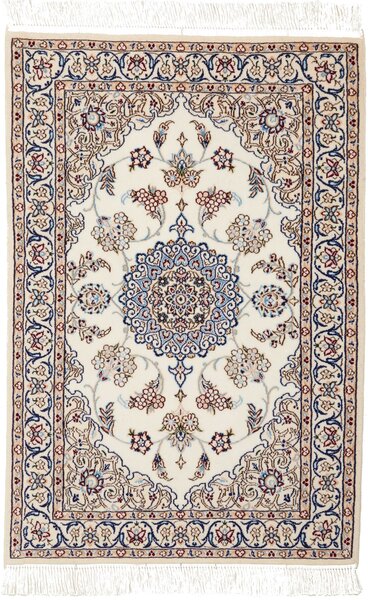 Tappeto Nain 6la Persia Medaglione Crema Blu 62x93 Cm