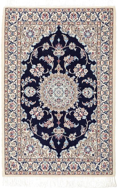 Tappeto Nain 6la Persia Medaglione Blu Notte Crema 63x94 Cm