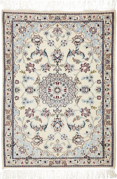 Tappeto Nain 6la Persia Medaglione Crema Azzurro 64x90 Cm