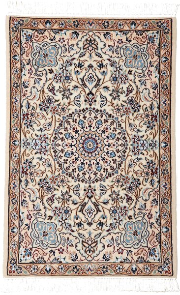 Tappeto Nain 9la Persia Medaglione Avorio Blu 63x96 Cm