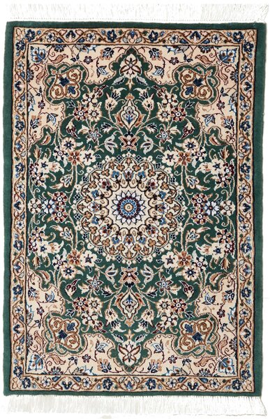 Tappeto Nain 9la Persia Medaglione Verde Crema 63x92 Cm