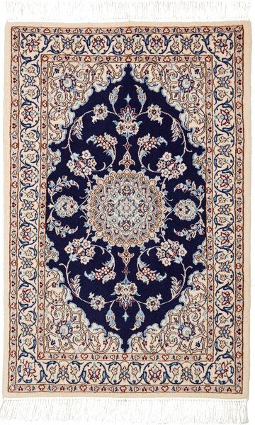 Tappeto Nain 6la Persia Medaglione Blu Crema 62x96 Cm