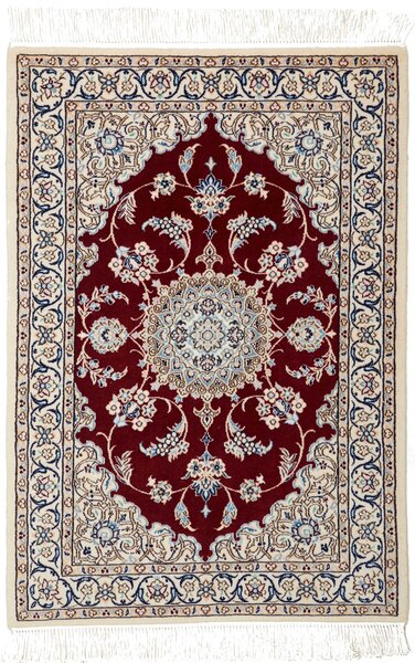 Tappeto Nain 6la Persia Medaglione Bordeaux Avorio 64x93 Cm