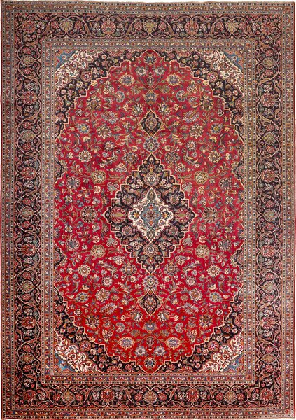 Tappeto Ardakan Persia Medaglione Rosso Blu Scuro 297x427 Cm