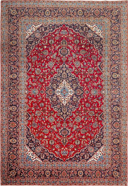 Tappeto Ardakan Persia Medaglione Rosso Blu Scuro 252x344 Cm