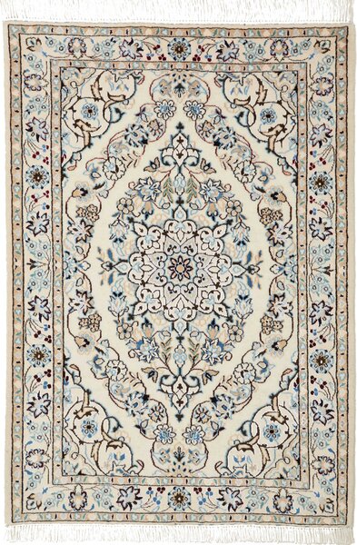 Tappeto Nain 6la Persia Medaglione Avorio Blu 66x95 Cm