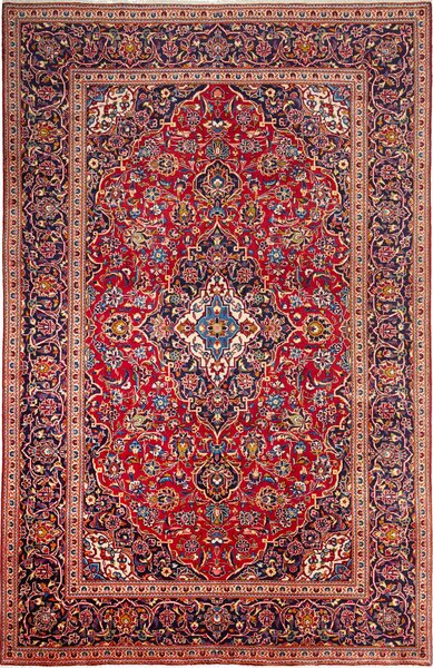 Tappeto Ardakan Persia Medaglione Rosso Blu 197x305 Cm