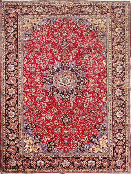Tappeto Nadjafabad Persia Medaglione Rosso Blu 257x346 Cm