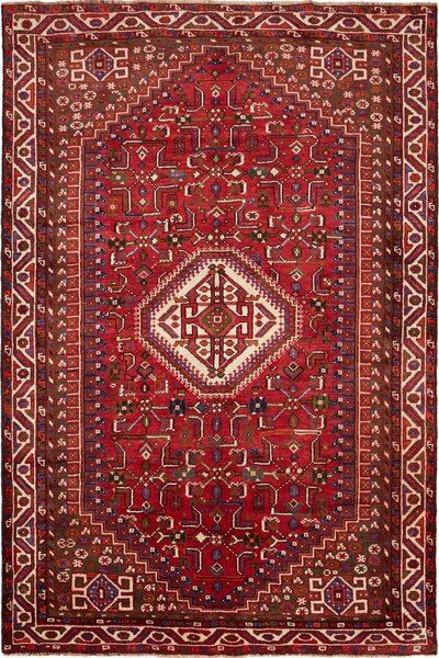 Tappeto Shiraz Persia Geometrico Rosso Crema 170x258 Cm