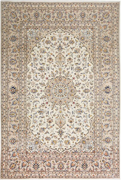 Tappeto Kashan Persia Medaglione Avorio Blu 195x290 Cm
