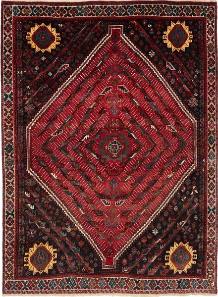Tappeto Shiraz Persia Geometrico Rosso Scuro 177x240 Cm