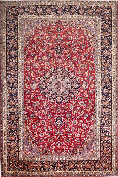 Tappeto Nadjafabad Persia Medaglione Rosso Blu 255x390 Cm