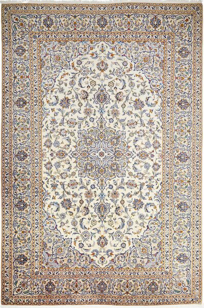 Tappeto Kashan Persia Medaglione Crema Blu 244x362 Cm