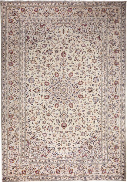 Tappeto Kashan Persia Medaglione Avorio Rosso 238x342 Cm