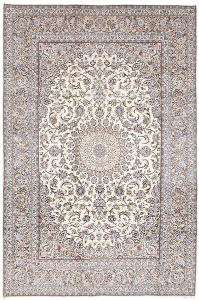 Tappeto Kashan Persia Medaglione Crema Blu 196x296 Cm
