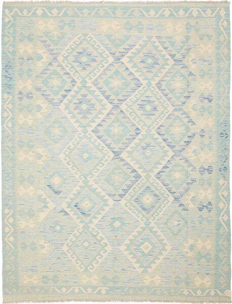 Tappeto Kilim Afghanistan Geometrico Azzurro Avorio 152x200 Cm