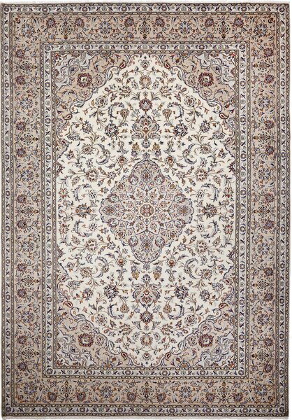 Tappeto Kashan Persia Medaglione Crema Blu 243x350 Cm