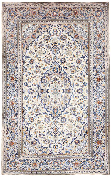 Tappeto Kashan Persia Medaglione Avorio Blu 194x307 Cm