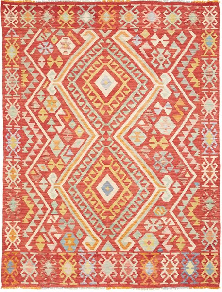 Tappeto Kilim Afghanistan Geometrico Terracotta Giallo 151x197 Cm
