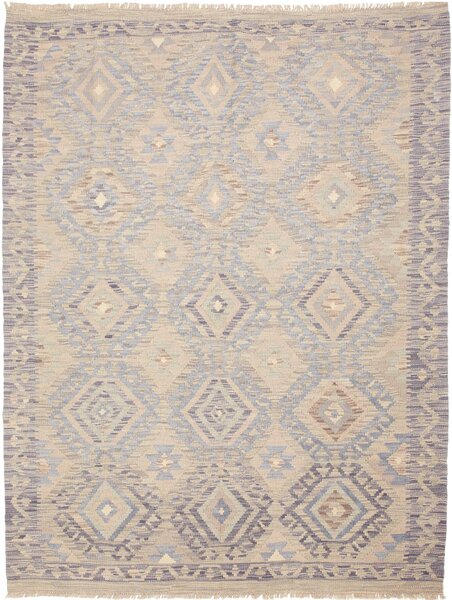 Tappeto Kilim Afghanistan Astratto Beige Blu 152x201 Cm