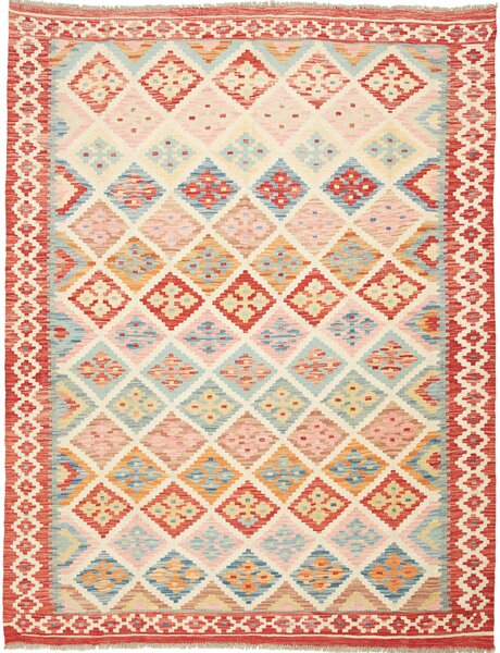 Tappeto Kilim Afghanistan Geometrico Multicolore Rosso 158x204 Cm
