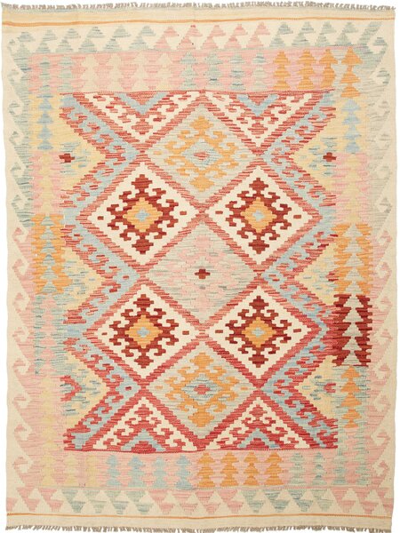 Tappeto Kilim Afghanistan Geometrico Crema Terracotta 153x204 Cm