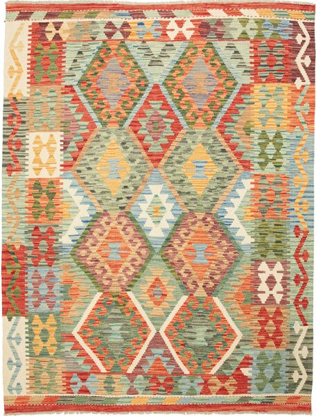 Tappeto Kilim Afghanistan Geometrico Policromo Terracotta 155x201 Cm