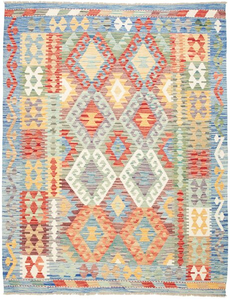 Tappeto Kilim Afghanistan Geometrico Blu Rosso 153x196 Cm