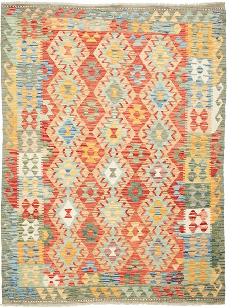 Tappeto Kilim Afghanistan Geometrico Terra Azzurro 149x201 Cm