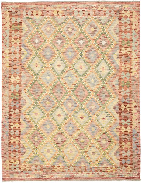 Tappeto Kilim Afghanistan Geometrico Pastello Rosso Terracotta 152x195 Cm