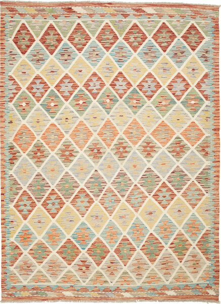Tappeto Kilim Afghanistan Astratto Crema Terracotta 160x212 Cm